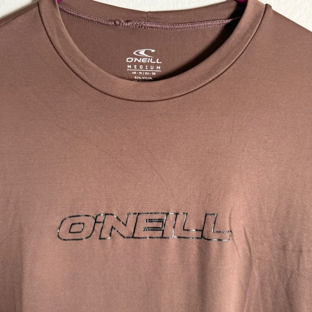 Oneill Mens Brown Short Sleeve Rash Guard Swim Shirt‎ Medium RN77131 Logo